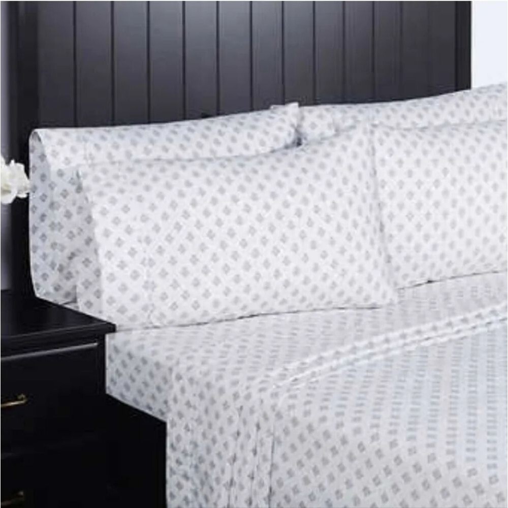 South Point Home Brushed Microfiber 4pc Soft Sheet Set in Gray Medallion, FULL - Picture 4 of 6